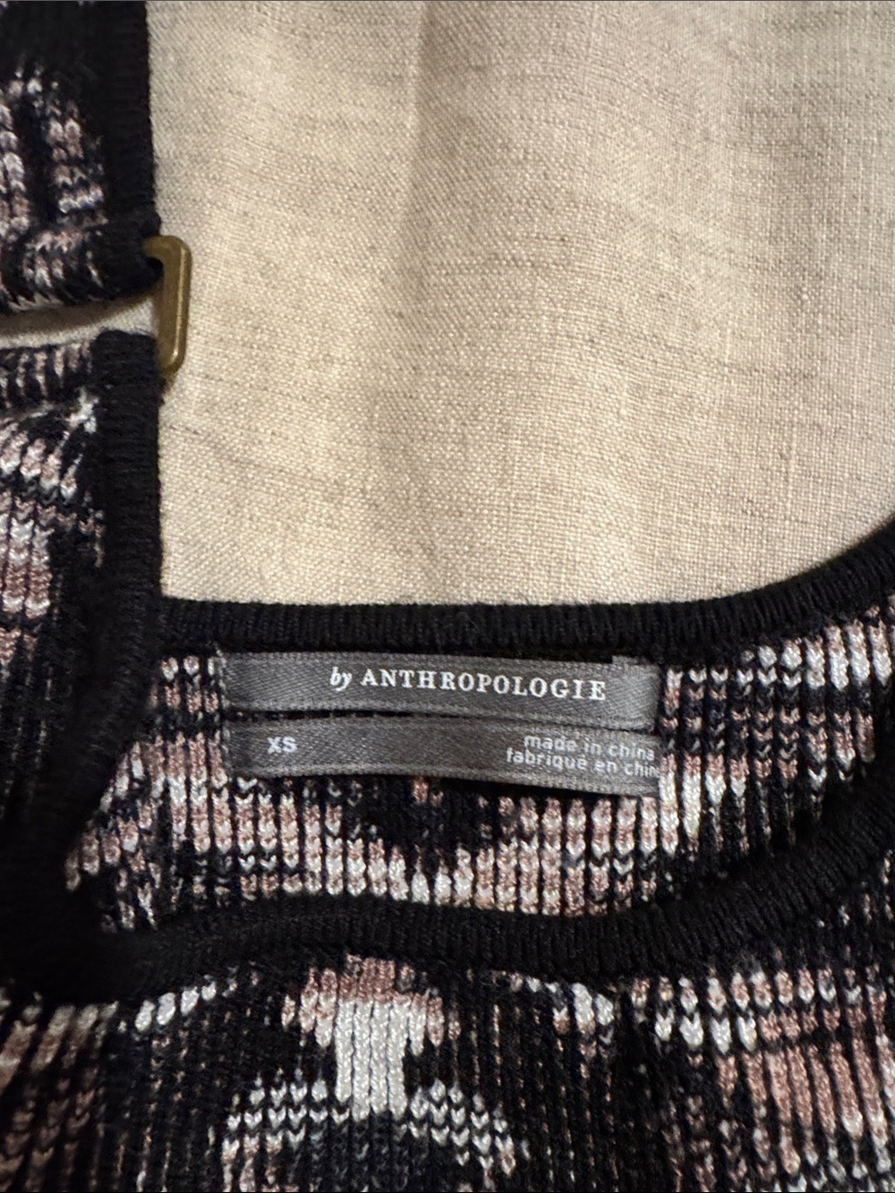Anthropologie Black and Blush Abstract Knit Tank - Picture 2 of 4